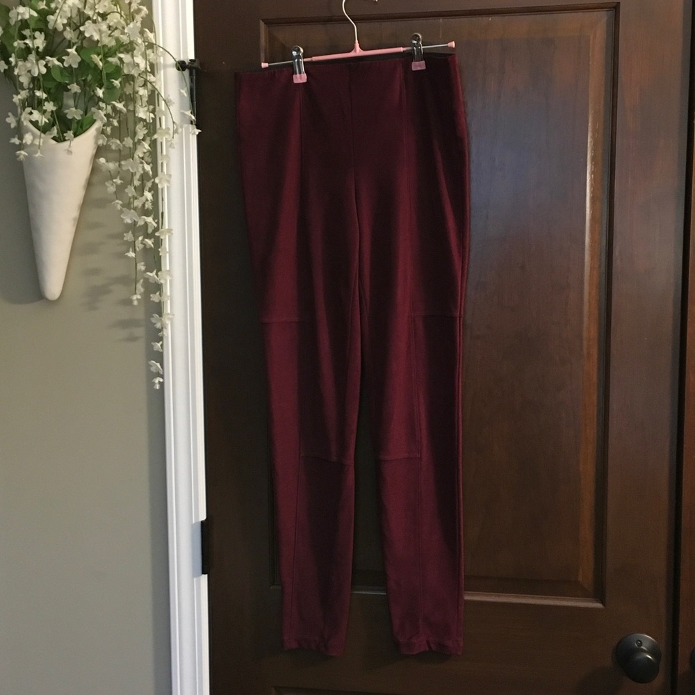 Worthington Velvet High-Waist Leggings in Deep Burgundy